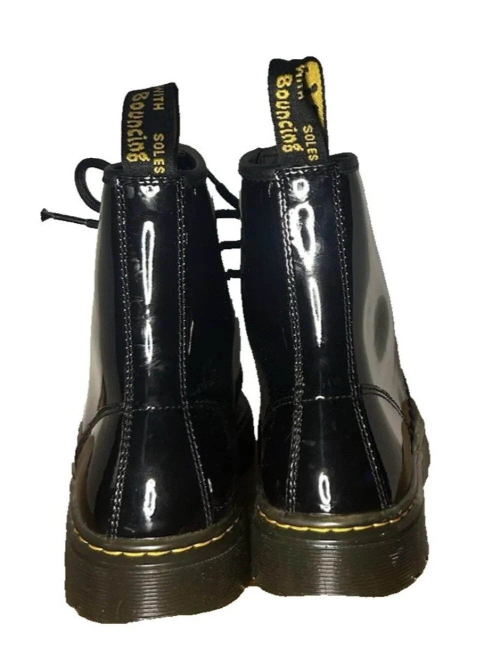 Dr Martens Zavala Black Patent Leather Combat Boots Womens Size 7 US UK 5 EU 38